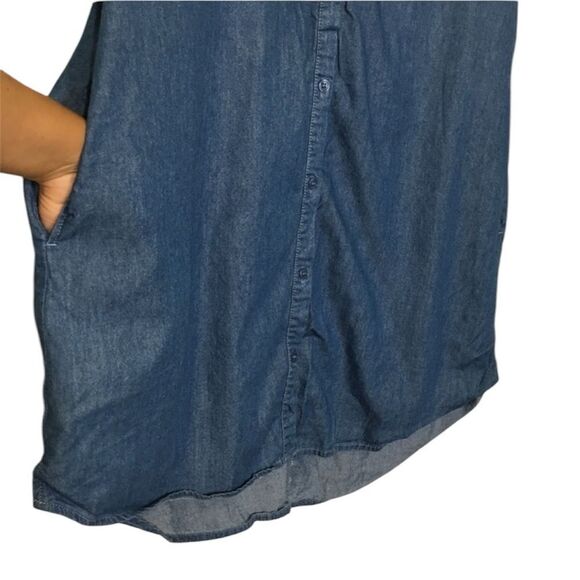 JUSTFAB Chambray Boho Western button up Dress Medium - Picture 3 of 10
